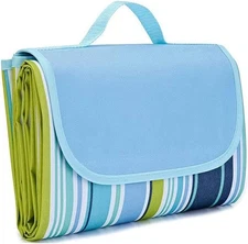 Large 80"x 60" Beach Blanket, Outdoor Picnic Blankets, Waterproof Sandproof Port