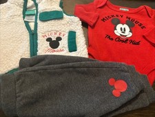 Disney Mickey Mouse Baby 3 PC Set 3 M red sleeved bodysuit jacket pants Cool kid