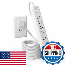 10Ft Extension Cord Multiple Outlets Superdanny Flat Plug Surge Protector Power