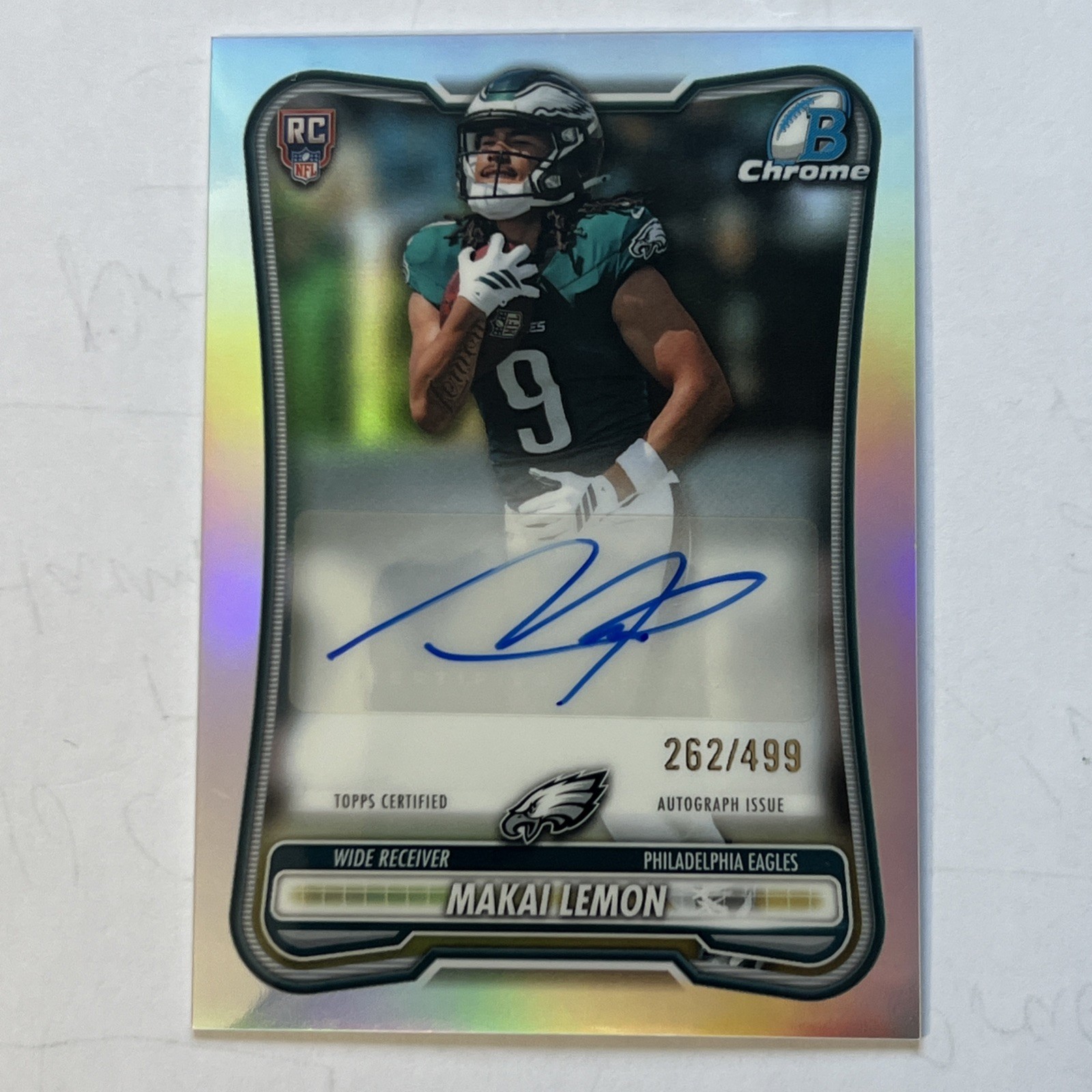 2026 Bowman Makai Lemon #BCRA-ML Chrome Rookie Auto Refractor 262/499 RC Eagles