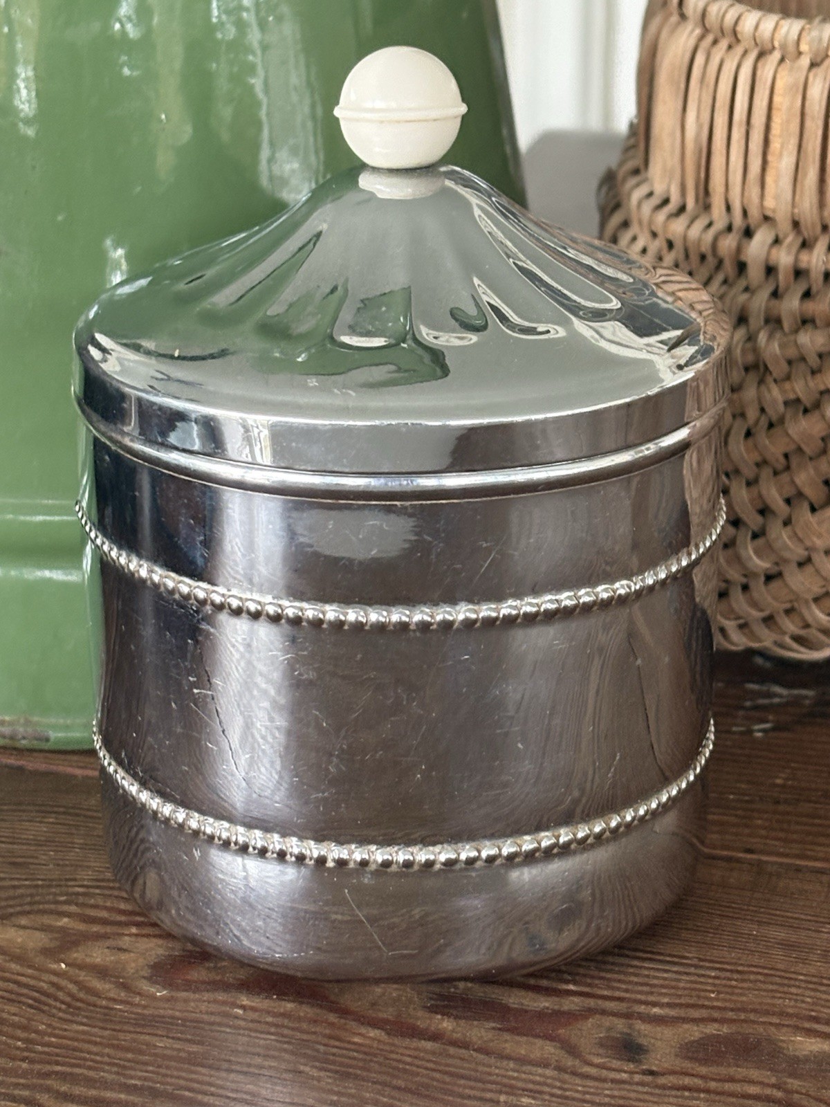 Vintage Celtic Quality Silver Plate Tea Caddy Container Made in England 5" h