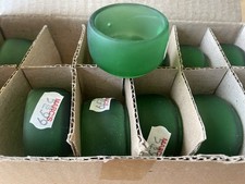 NIB Set of 12 Frosted Green Glass Votive Tea Light Candle Holders NEW Round Flat