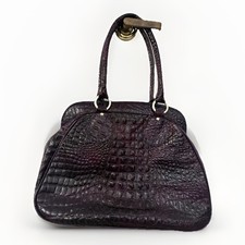 Vintage RARE Genuine Alligator Purple Leather Large Handbag Excellent Condition