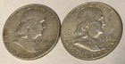 1952 Franklin Half Dollars 2 Coin Lot –  90% Silver Denver Priced below melt