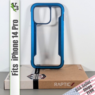RAPTIC Shield Case for iPhone 14 Pro - Metallic Blue Aluminum Frame | Slim Fit