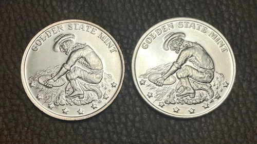 2 Golden State Mint .999 fine Silver Rounds Vintage