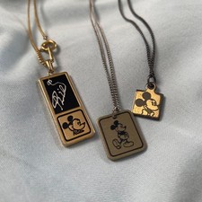 1980s Vintage Mickey Mouse 3 Pendant Necklace Set Gold  Silver HTF