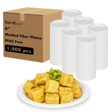 Karat Earth 6'' Paper Round Plates, PFAS Free, Molded Fiber, White - 1,000 pcs