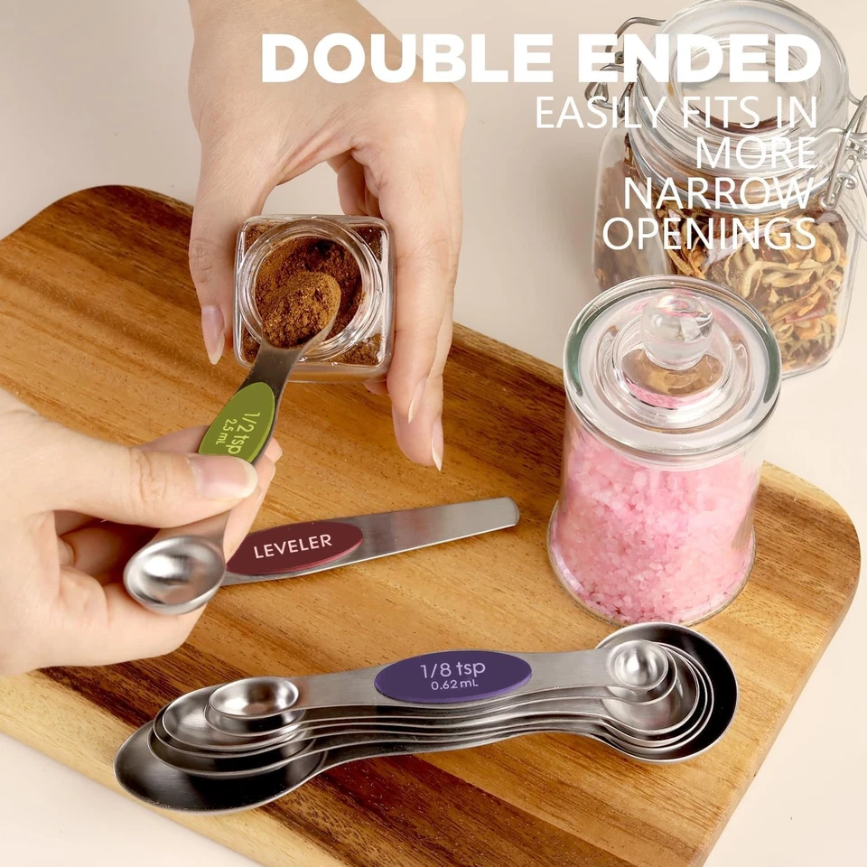 8-Piece Magnetic Stainless Steel Measuring Spoon Set – Dual-Sided, Stackable - Image 4 of 4