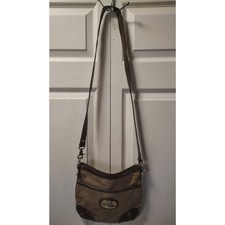 Kathy Van Zeeland Brown and Gold Interior Shoulder Bag