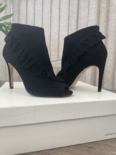 Karen Millen Black Suede Ankle Shoe Boot Size 38