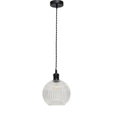 Kitchen Dining Lighting Clear Ribbed Glass Ceiling Light Fittings