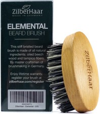 ZilberHaar - Elemental Beard Brush for Men and Mustache Brush - Stiff Natural...