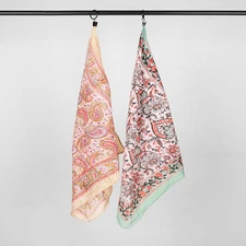 2 PCS Cotton Bandana Set Hand Block Printed Scarf Head Wrap Neck Hair Accessory