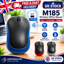 Logitech M185 Wireless Optical Mouse + USB Receiver Fit Compact PC Laptop Mouse