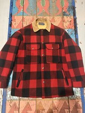 Vintage Pendleton buffalo plaid Jacket Shacket Lined Small Red Cord Mackinaw 