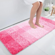 OLANLY Large Bathroom Rugs Mat 50x30, Extra Soft Absorbent 50" X 30", Pink