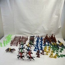 Vtg Redbox Wild West Playset Figurines Indian Horses Chiefs Cowboys 100 Pieces