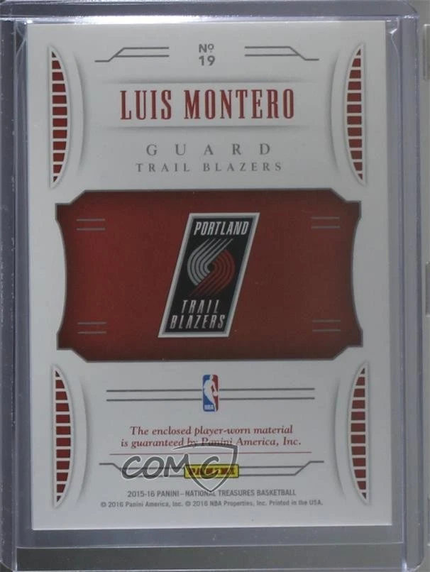 2015 Panini National Treasures Rookie Jumbo Materials Prime /25 Luis Montero RC - Image 2 of 2