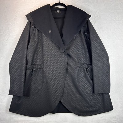 Cameleon Swing Coat Women XL Black Hooded Fleece Lined Pockets Baggy Relaxed Fit