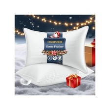 Goose Feather Pillows Size Set of 2 - Hotel Down Bed Pillow for Queen