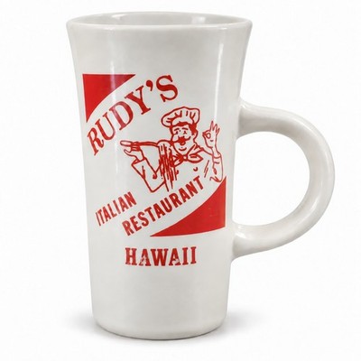Vintage Rudy s Italian Restaurant Hawaii Ceramic Coffee Mug Red White