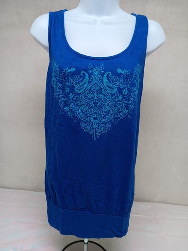 Camiseta sin mangas Lane Bryant para mujer bordada azul cuello redondo cerradura espalda talla 14-16 - Imagen 2 de 11
