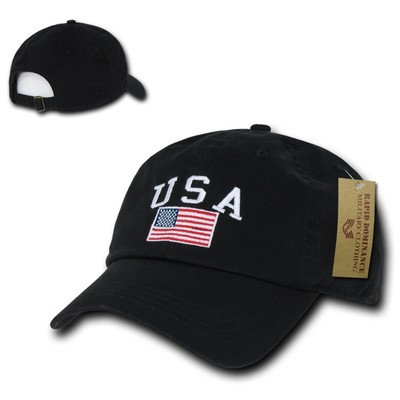 Baseballmütze Kappe schwarz USA Flagge Aufnäher US American Patriotic Polo Style niedrige Krone