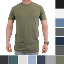 True Classic Mens Short Sleeve Shirt Longer Length Lightweight Cotton