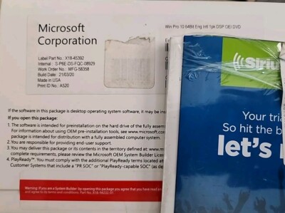 Microsoft X18-45392 Windows Pro 10 64Bit Eng Intl Operating System