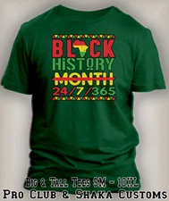 Mens Black History 24/7  Sport Graphic Tee Shirt Pro Club Shaka Big Tall Sm