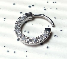 1pc Single Line Ten Paved Gem Septum Clicker 316L Surgical Steel Nose Ring