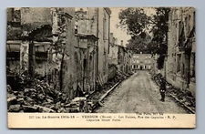 WW1 CAPUCINS STREET IN RUINS, SOLDIER, VERDUN, MEUSE, FRANCE PPC Postcard P6