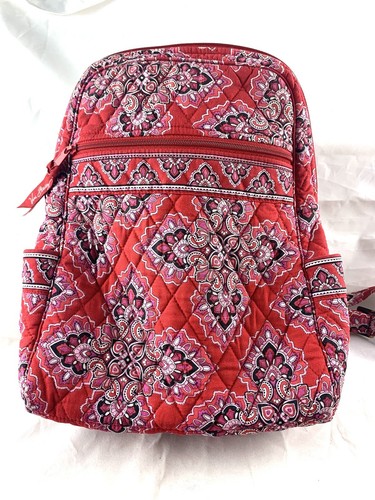 Vera Bradley Backpack Women's Frankly Red Scarlet Paisley Multi Pocket - Picture 9 of 9
