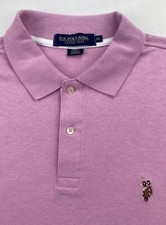 Image of US POLO ASSN Mens Polo Shirt XL Pink Solid Embroidered Logo Short Sleeve