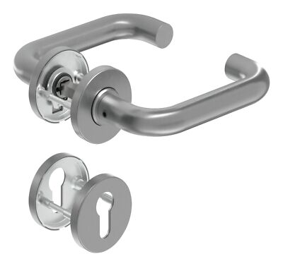 Deni FS-Türdrücker-Rosetten-Garnitur BASE-4 8100, Edelstahl, U-Form - 3.14004083