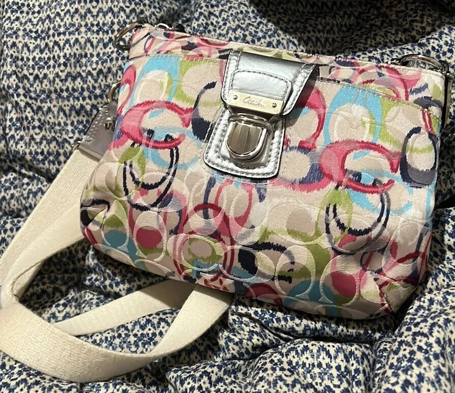 Coach Multicolor IKAT CC Canvas Print Crossbody Bag Gem