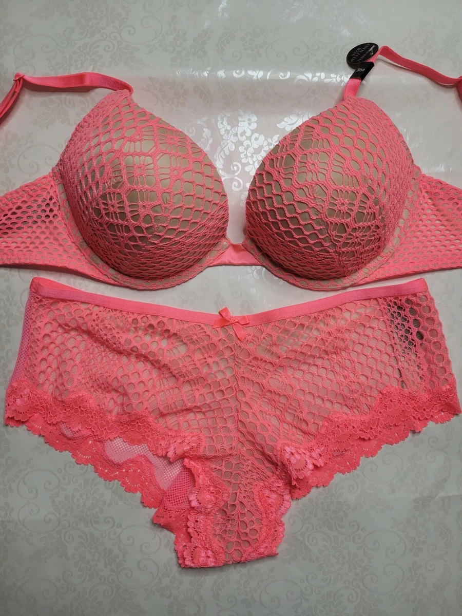 SET NEW VICTORIA SECRET Bombshell Bra 36B & PANTY M PINK miraculous cheeky  MED