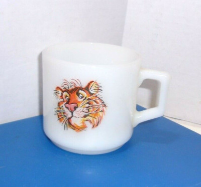 1960's Fire King Esso Oil Tiger Gas Station Coffee Mug Milk Glass Gas Oil