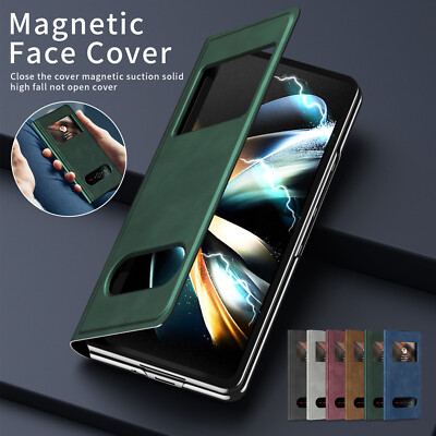 Luxury Leather Magnetic Stand Slim Flip Case For Samsung Galaxy Z Fold 6 5 4 3 2