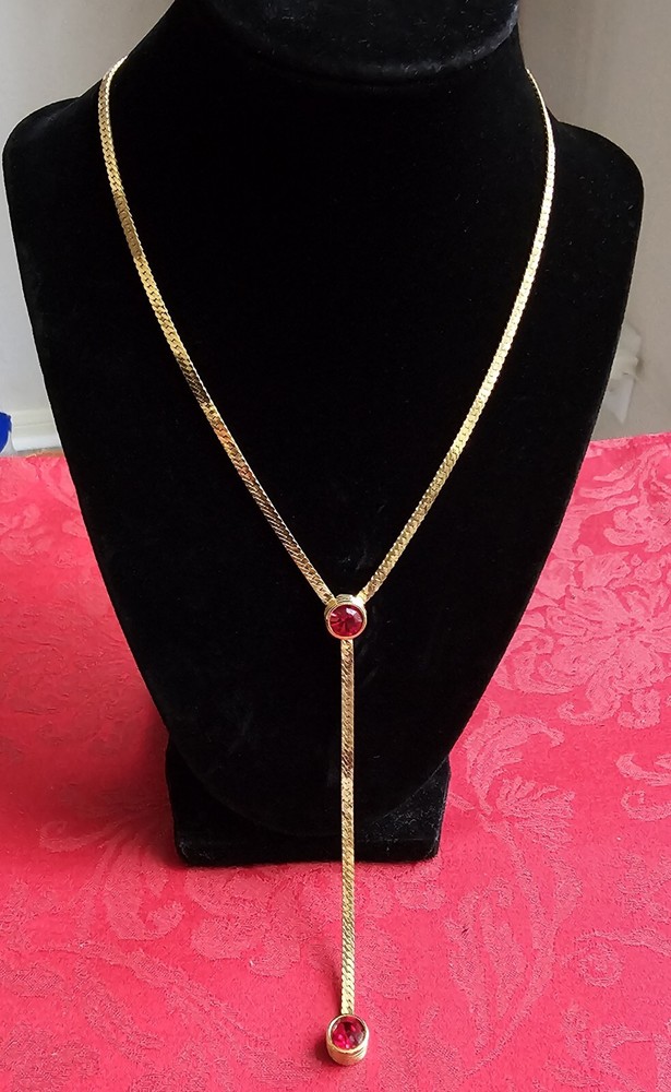 Givenchy Gold tone Red Crystal 