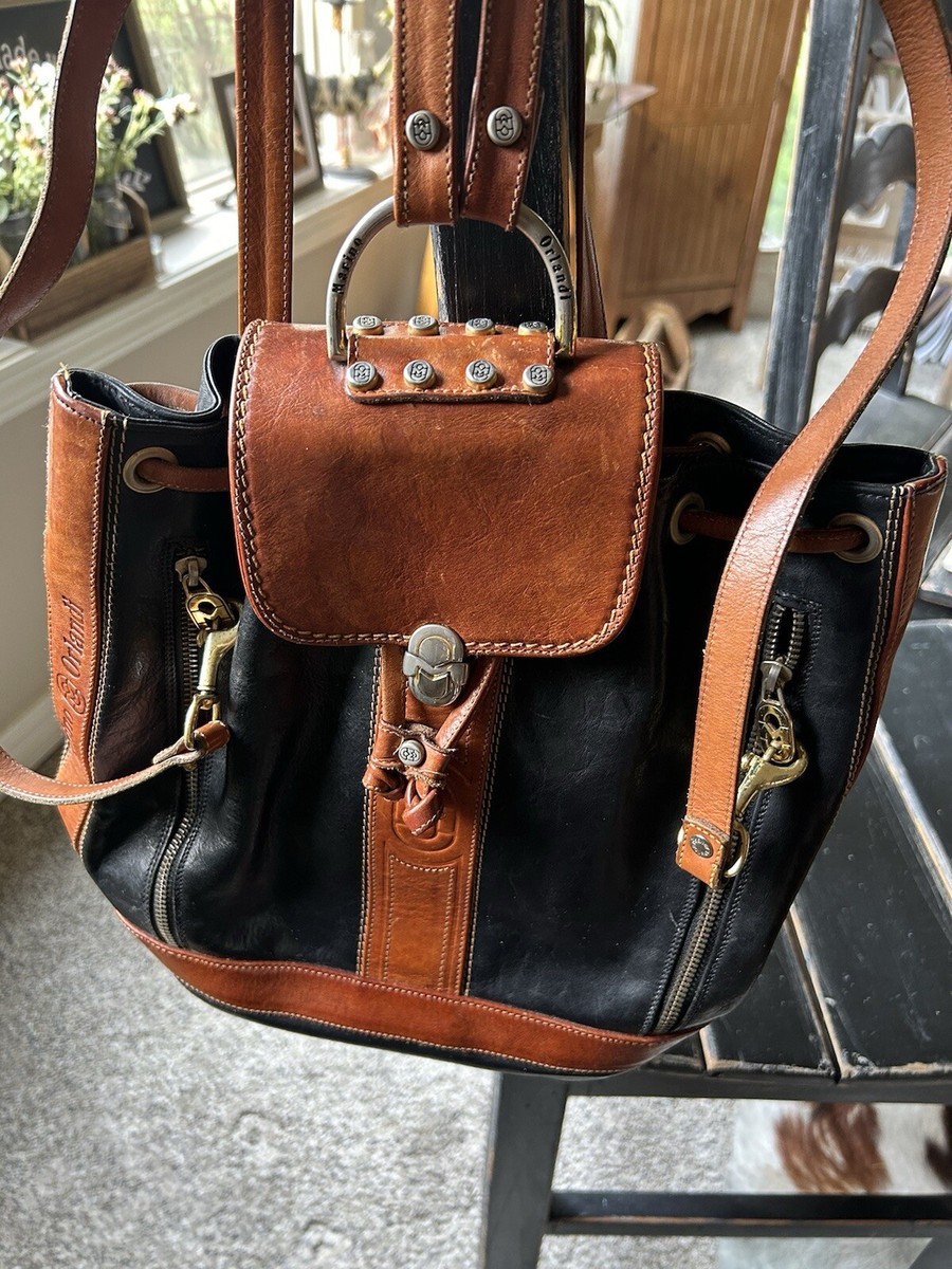 Marino Orlandi Brown Leather Drawstring Tote with Gold Hardware Amazon.com: Marino Orlandi: Backpacks , Buckets and  main image 3