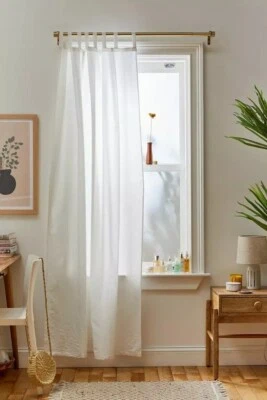 Panneau de rideau en coton blanc Amelia extra large élégant porte-fenêtre sty... - Photo 1/4
