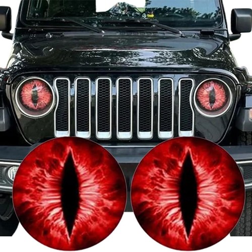 Round 3D Stereo Beast Eyes Headlight Decals for Jeep Truck Headlights Sticker - Picture 11 of 23