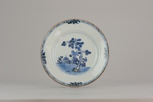 Antique Kangxi Blue and White Plate with landscape scene TREE