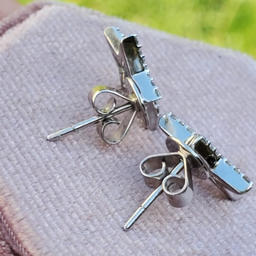 14K SOLID WHITE GOLD ROUND DIAMOND STAR STUD EARRINGS - Picture 11 of 23