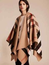 NWT BURBERRY CHARLOTTE CAMEL WOOL CHECK REVER...