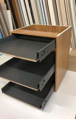 Küchenunterschrank & Schubladenpaket 3-fach - 1 x Besteck, 2 x Pfanne Soft Close Schubladen