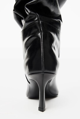 ALEXANDER WANG 65 Viola Black Leather Slouch Knee High Boots