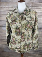 Vintage Bill Blass XL Tapestry Floral Jacket Granny Core Boho Button Up Cottage 